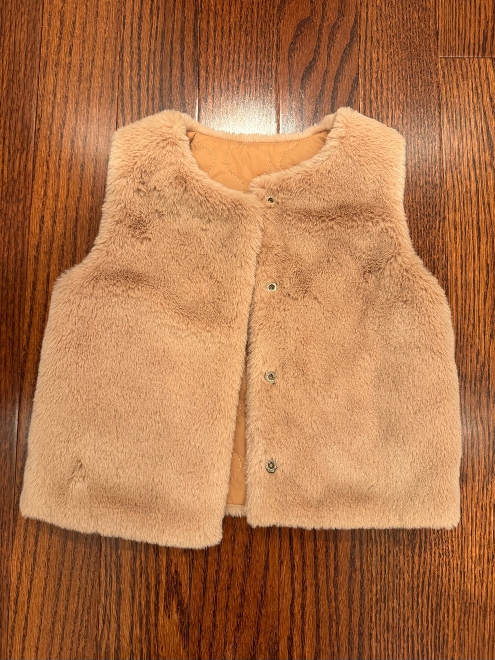 Kids Plush Faux Fur Vest - Tan